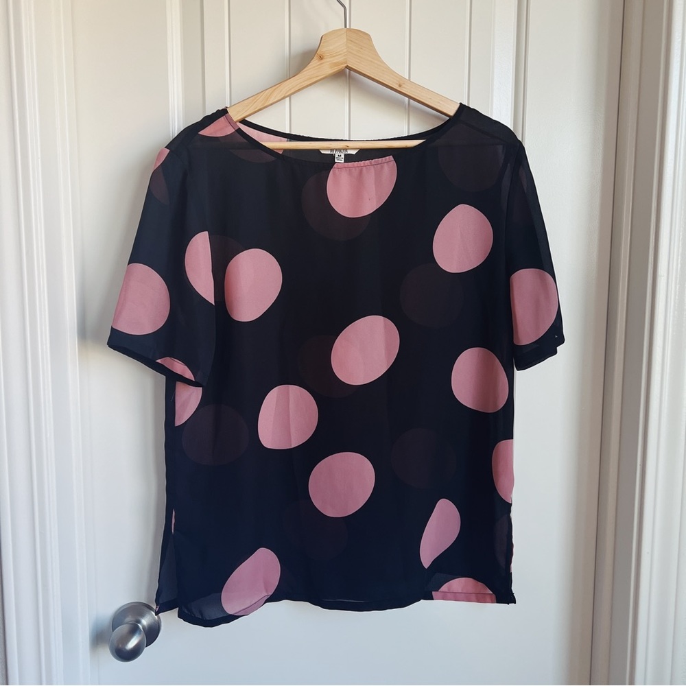BB Dakota sheer pink polka dot top M